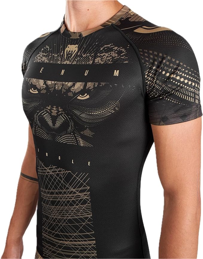 Venum Gorilla Jungle rashguard s krátkým rukávem - černá/béžová, VENUM-05077-228