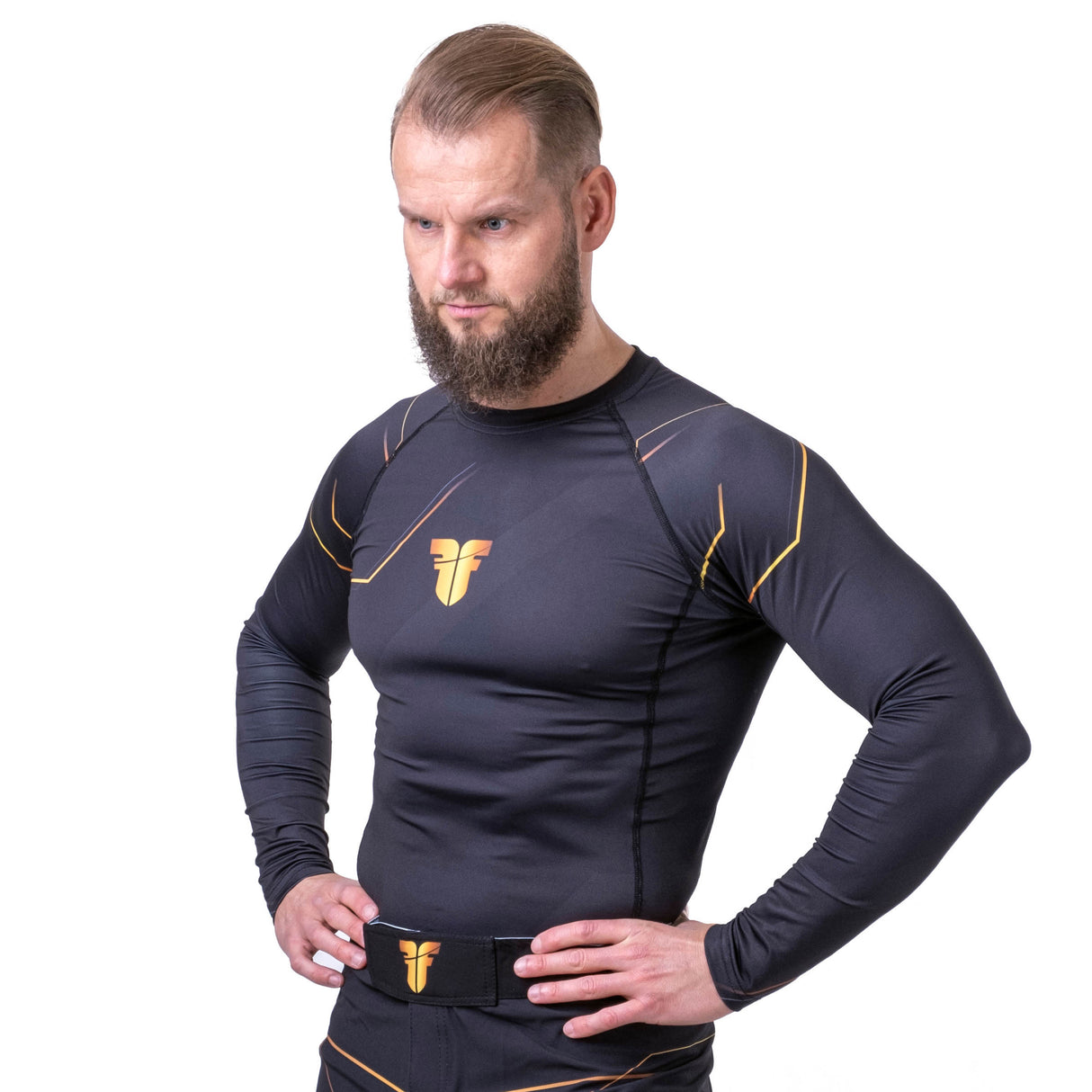 Rashguard Fighter Lines Gold - černá/zlatá, FRSG-LNG