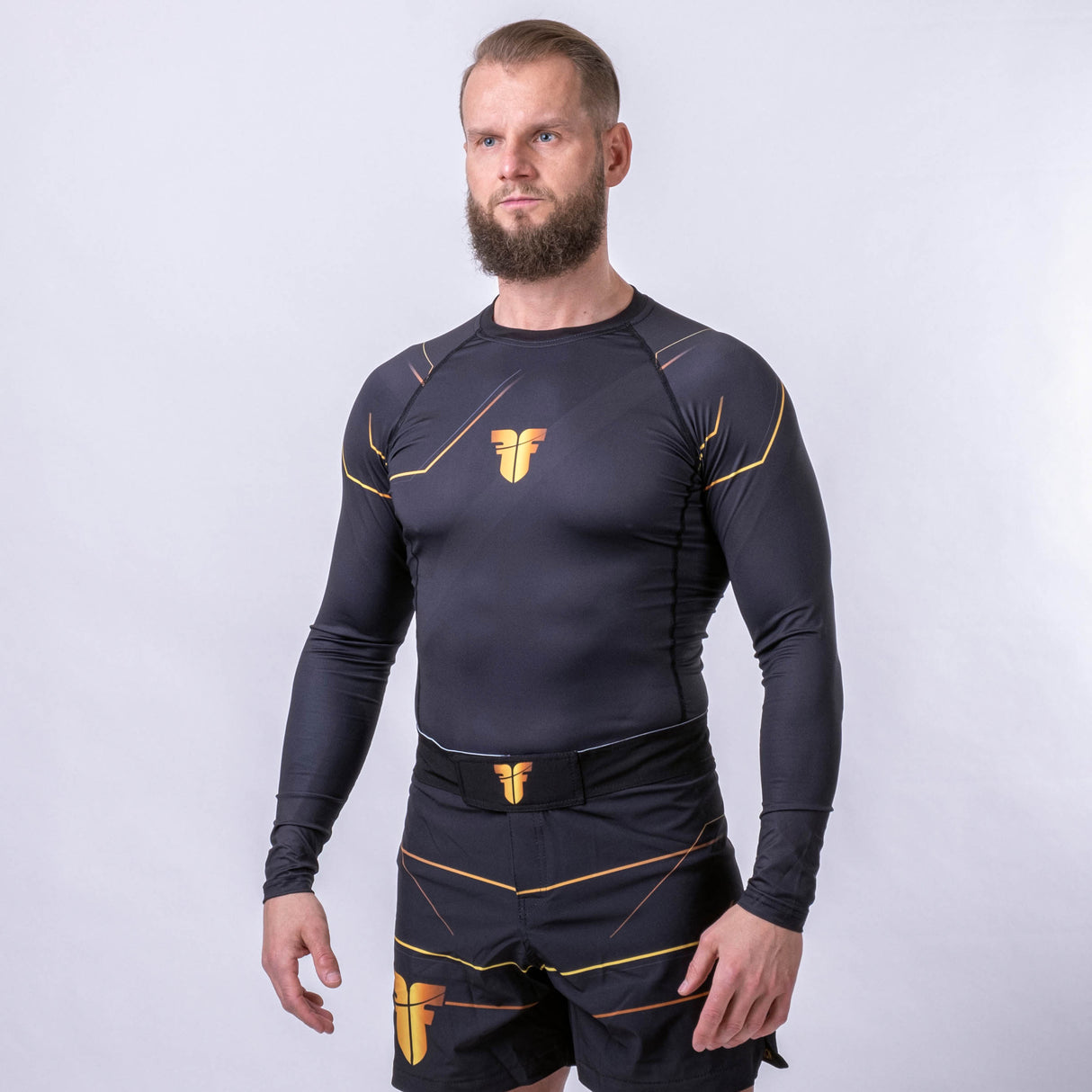 Rashguard Fighter Lines Gold - černá/zlatá, FRSG-LNG