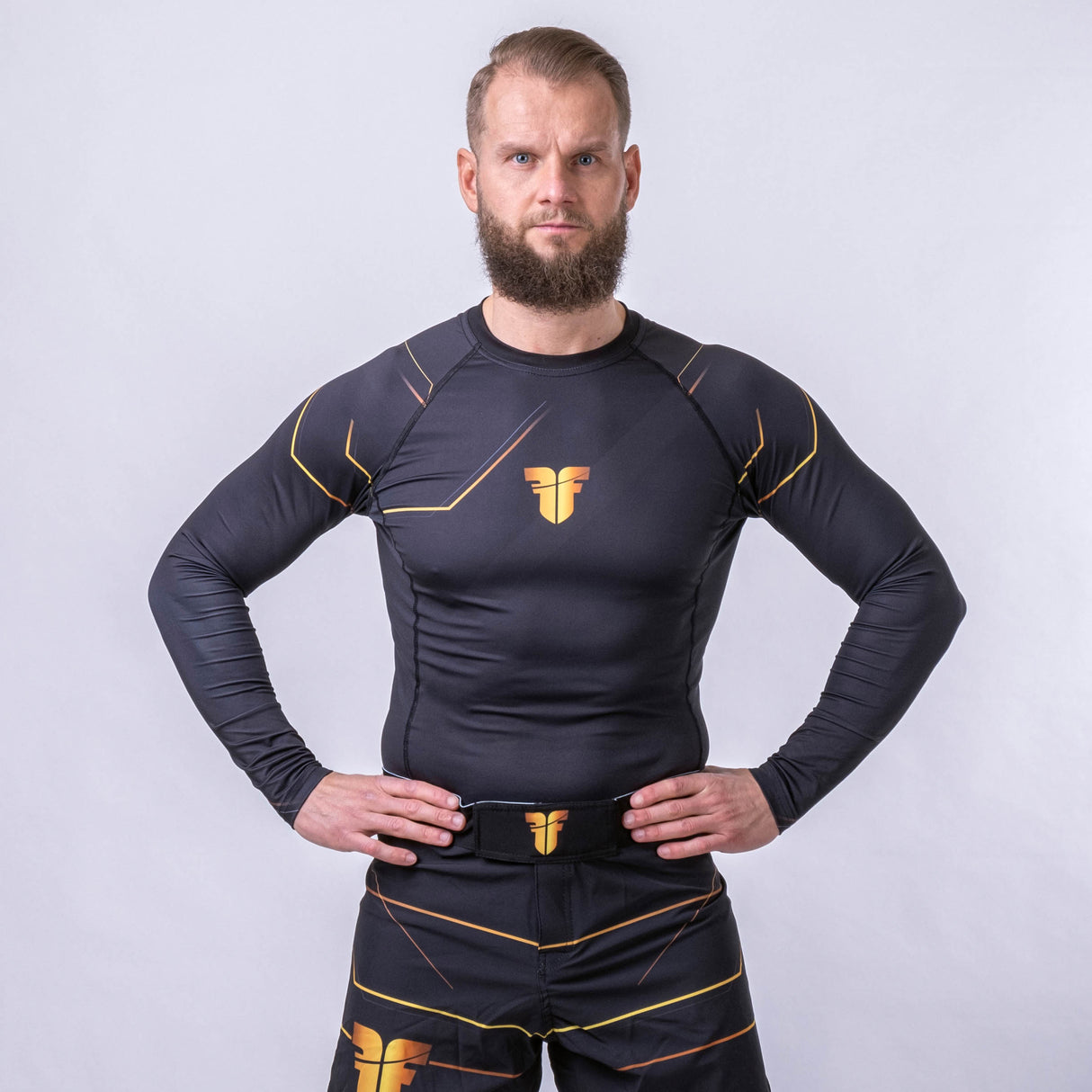 Rashguard Fighter Lines Gold - černá/zlatá, FRSG-LNG