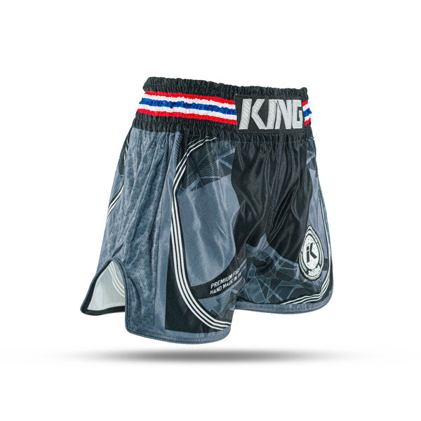 King Classic Muay Thai trenky - černá/šedá,  KPB FLAG 1