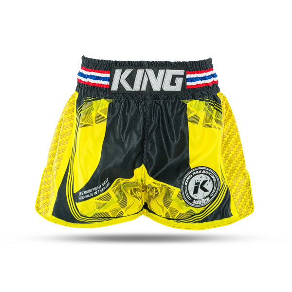 King Classic Muay Thai trenky - žlutá/černá,  KPB FLAG 3