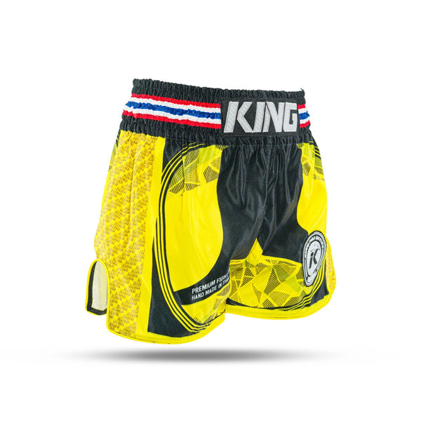 King Classic Muay Thai trenky - žlutá/černá,  KPB FLAG 3