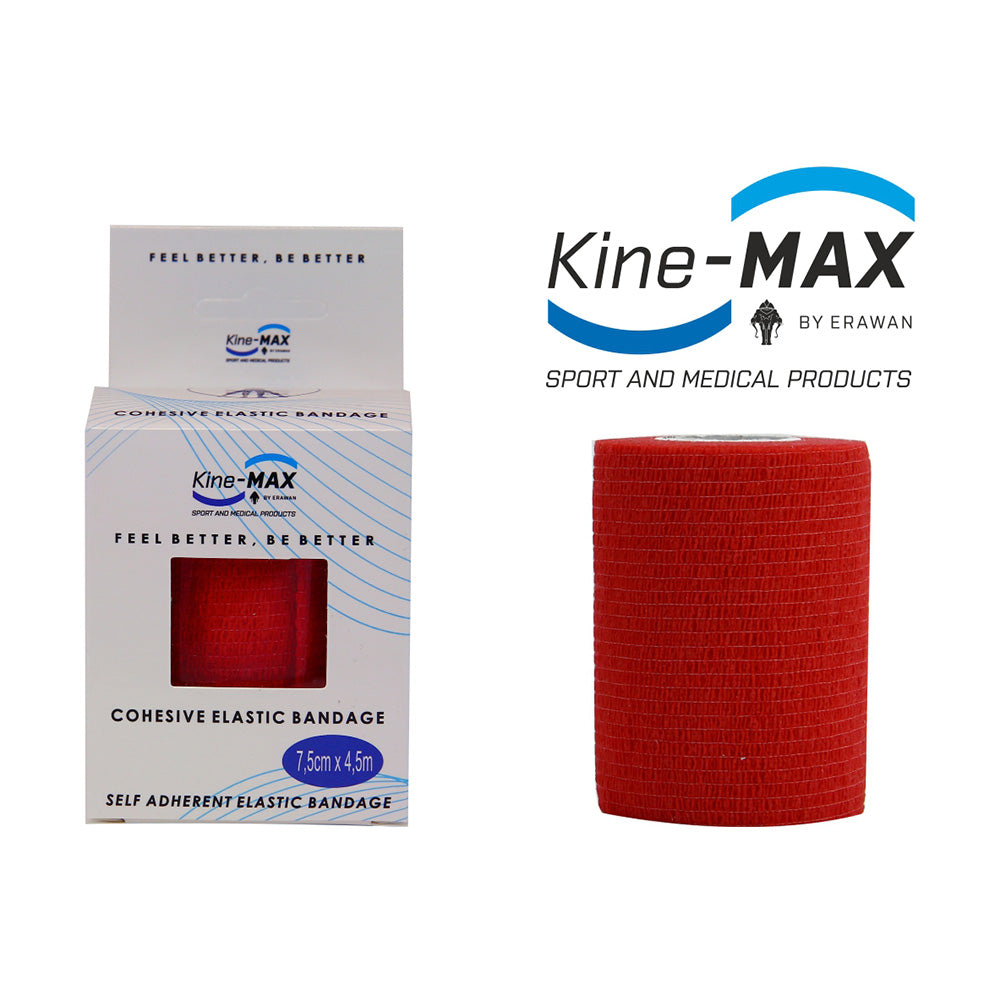 Kine-MAX Samofixační elastické obinadlo-5cm,7,5cm,10cm - červená, CEB5RED,CEB7RED,CEB10RED