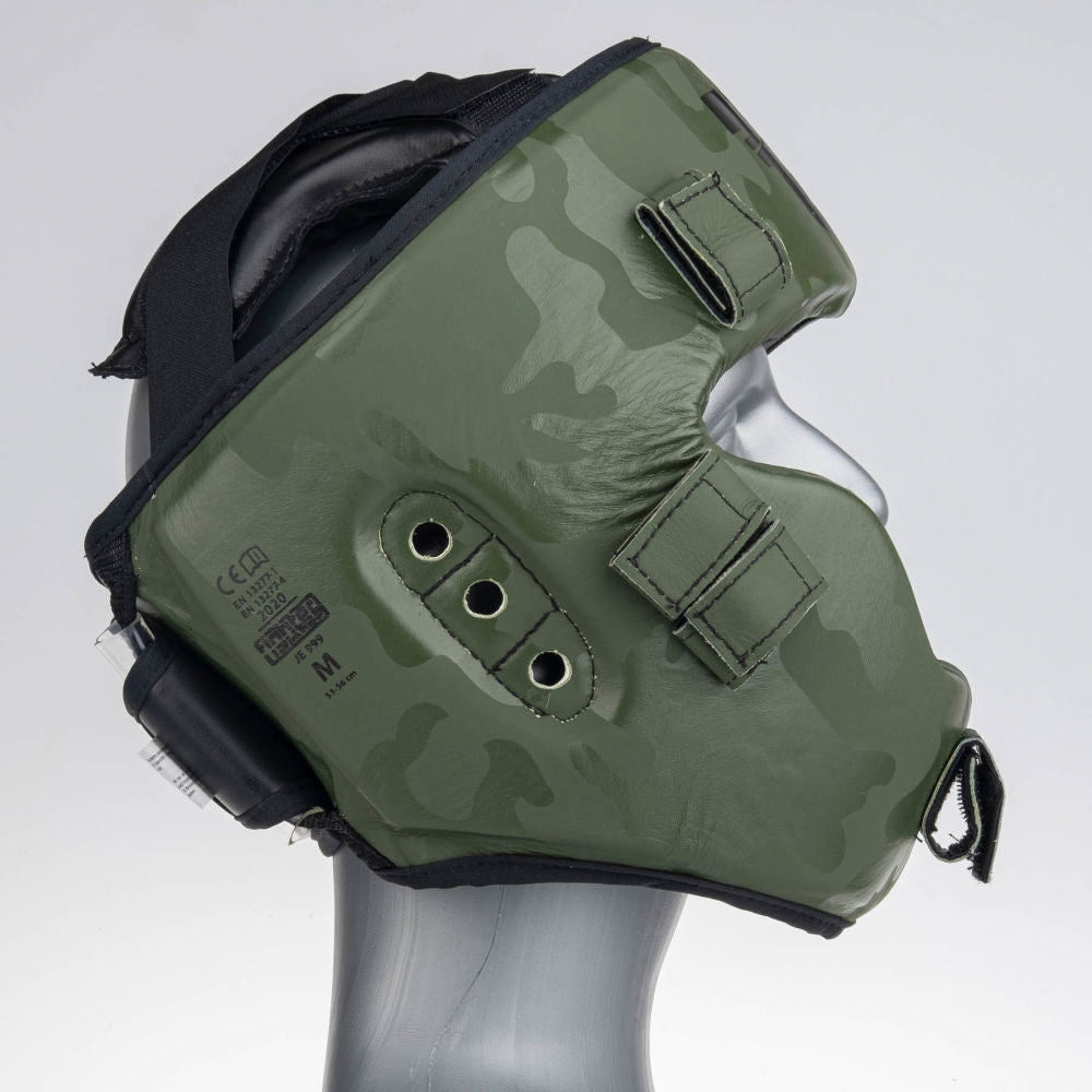 Přilba Fighter Shock s mřížkou - khaki/camo, JE999-KHC